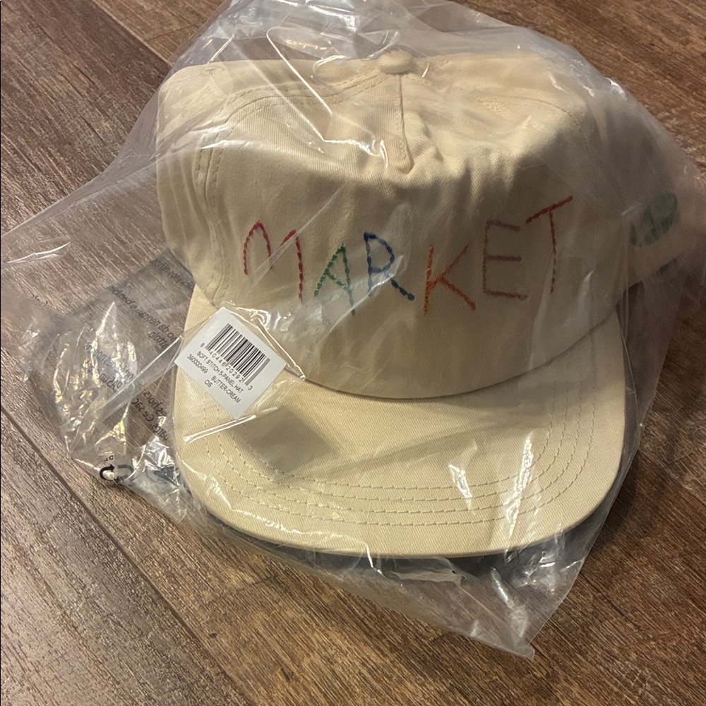 Beige Market Embroidered Cap